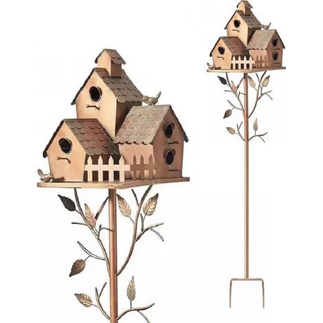 1 Maisonnette pour oiseaux,Métal rustique,Style décoratif E-Warm,Jardin balcon patio (1/4)