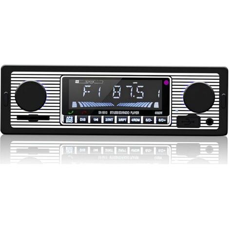 Autoradio Bluetooth, Vintage Poste Radio Voiture Bluetooth 4x60W Lecteur MP3 avec Télécommande Supporte USB/AUX (1/5)