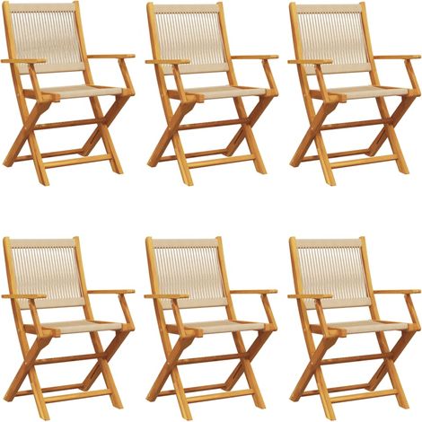 Maison Exclusive - Gartenstühle 6 Stk. Klappbar Beige Massivholz