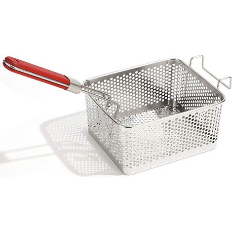 Panier à frites avec poignée résistante à la chaleur, friteuse en acier inoxydable pour cuisine Camping Restaurant L (1/5)