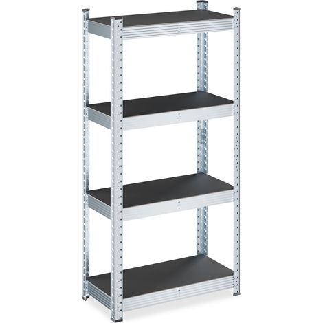 Étagère charge lourde réglable pour garage cave 120 x 60 x 30 cm avec 4 rayons pratiques en acier gris (1/5)