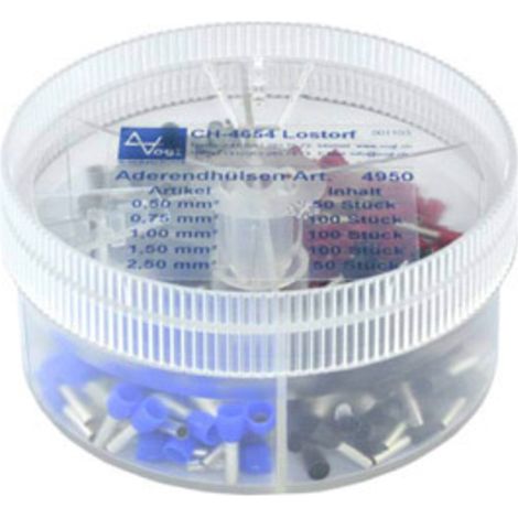 Vogt Verbindungstechnik 4016138371468 Aderendhülsen-Sortiment 0.5 mm², 0.75 mm², 1 mm², 1.5 mm², 2.5
