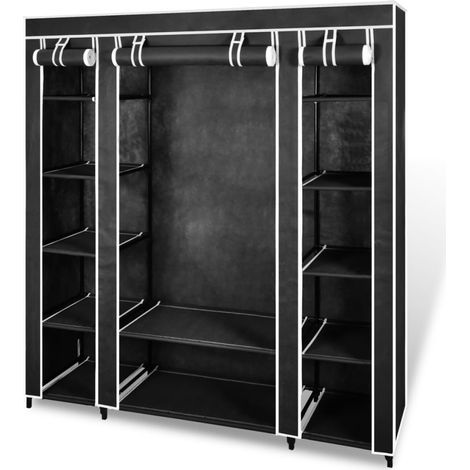 vidaXL Armadio in Tessuto con Scomparti e Aste 45x150x176 cm Nero (1/5)