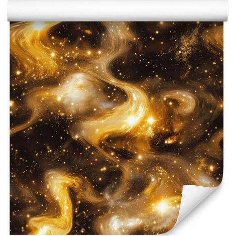Papier peint aquarelle galaxie rouille, or et ocre 50x1000 cm (1/5)