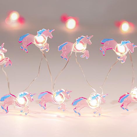 Pink Unicorn Fairy Lights, 2 m 20 LED Fairy Lights, Indoor Fairy Lights, Decorative String Lights Battery Operated for Bedroom, Children's Room, Party (1/5)