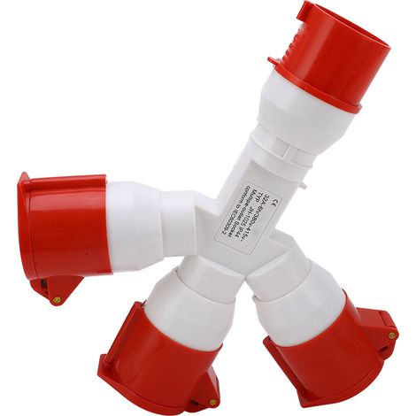 Prise industrielle multifonctionnelle 1 entrée 3 sorties 5 broches, étanche IP44, compatible aviation, avec capuchon anti-poussière, 380-415 V, 32 A (1/5)