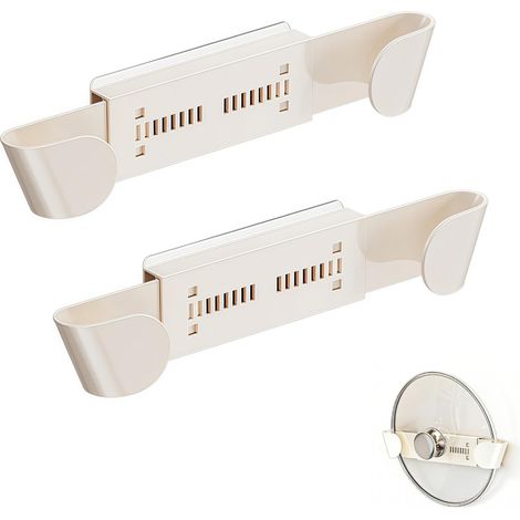 Support de rangement universel pour couvercles de casseroles (spécifique aux placards) — Ensemble organisateur 2 pièces, blanc (1/2)