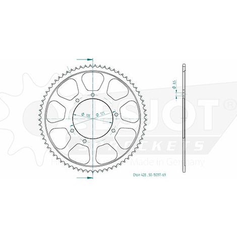 Couronne pas en 428 - 69 dents