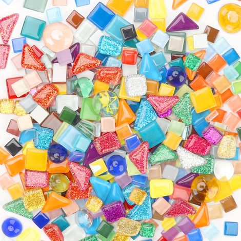 Carreaux de mosaïque 900 g (différentes tailles et formes) - Pierres de mosaïque pour bricolage - Mini mosaïque pour l'intérieur et l'extérieur - Salle de bain, cuisine, décoration d'intérieur (1/5)