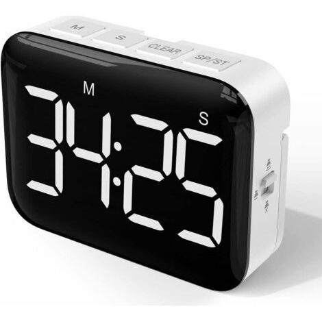 Minuteur de Cuisine Numérique 4 Pouces Grand écran LED Timer Aimanté avec Luminosité et Sonorité Réglables Chronometre Minuter (1/4)
