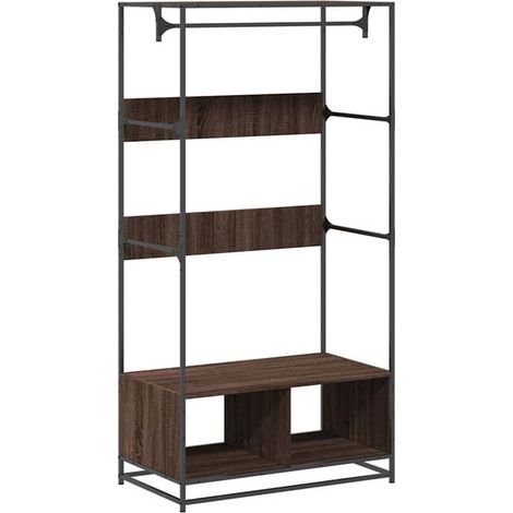 Armoire en chêne brun, dimensions 90x50x180 cm, en bois d'ingénierie. (1/5)