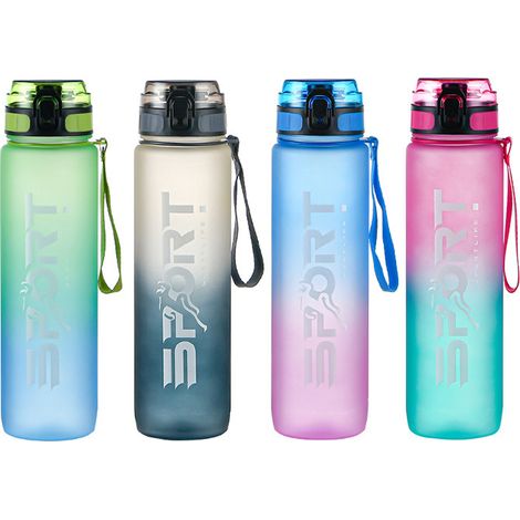Bouteille d'eau de sport avec paille, Camping, randonnée, exercice en plein air, plastique, grande capacité, verres, corde de transport (1/5)