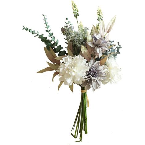 Bouquet de Fleurs artificielles en Soie Faux Dahlia Mariage décoration de fête de Jardin, Faites de Votre Vie Une Belle vitalité, de Bons Souvenirs Blanc Bleu (1/5)