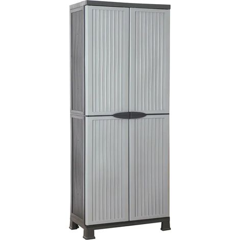Armadio portaoggetti compatto 68 x 39 x 171 cm con 4 ripiani regolabili design moderno in plastica grigia 020046942