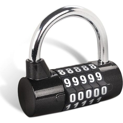 Cadenas à combinaison 5 chiffres, cadenas de gym, combinaison remplaçable, convient pour armoires, boîtes à outils, clôtures, noir (1 pièce)