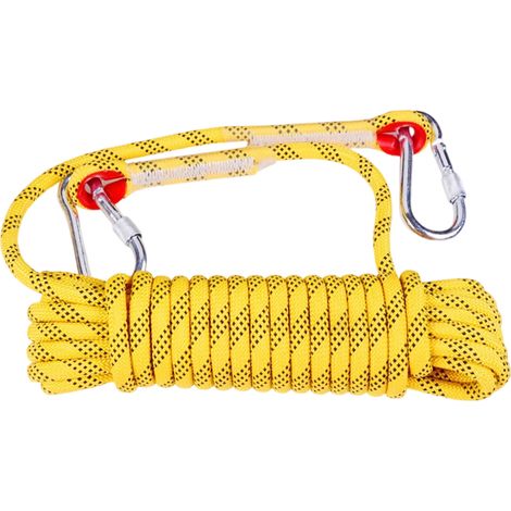 Corde d'évasion de 30 m x 12 mm anti-déchirure avec 2 mousquetons – pour escalade, randonnée, sauvetage (1/5)