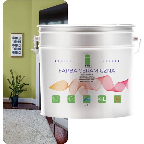 Keramikwandfarbe, abwaschbar, Pistaziengrün, 2 l, fleckenbeständig