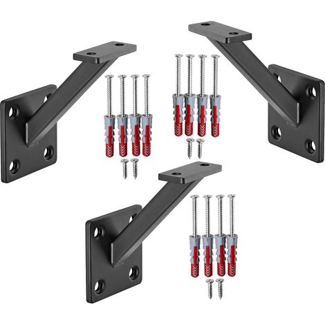 SOTECH Handlaufhalter VECTOR 45° Stahl schwarz pulverbeschichtet 58 x 96 x 75 mm Geländerhalter eckig Halter für Treppengeländer, 3er Set