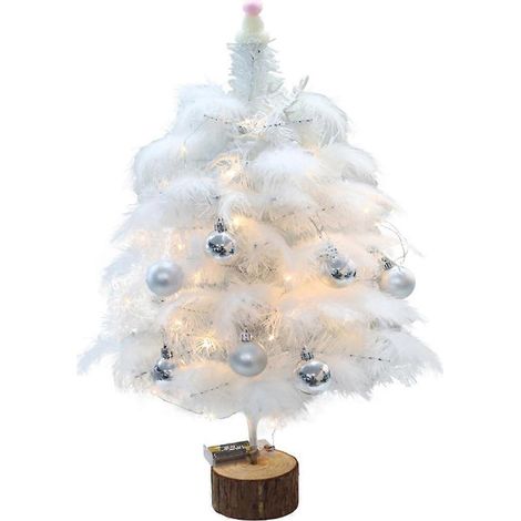 Tischweihnachtsbaum. Verleihen Sie Ihrem Tisch mit Federschmuck und LED-Lichtern festliche Stimmung und schaffen Sie eine warme, verspielte Atmosphäre. Weiß (1/5)