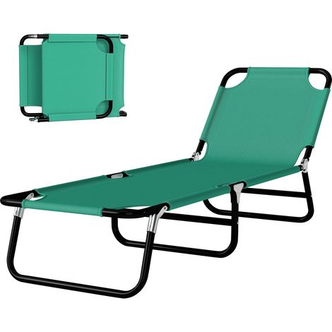 Bain de soleil chaise longue pliante inclinable en tissu Oxford pour plage camping piscine 188 x 56 x 28 cm vert foncé