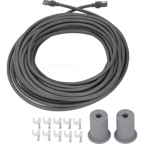 Cable de repuesto de 30 pies para conector RJ45 rectangular de satélite de tercera generación, extensión impermeable de color gris (1/5)