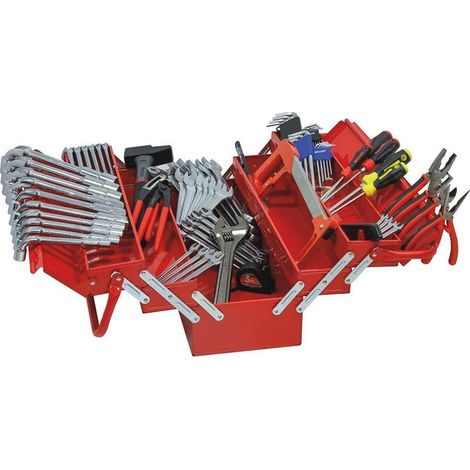 Drakkar Equipement – Coffret multi-outils 88 pièces – Outils en acier pour dépannage – Caisse à outils métal 5 cases – Pince coupante diagonale 165 mm
