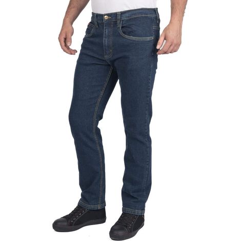 Lee Cooper LCPNT219 Jeans da lavoro da uomo in denim elasticizzato 5 tasche con lavaggio, Blu Navy, 30W / 33L (1/5)