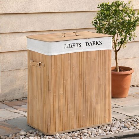 Panier de rangement 100 L en bambou et toile couvercle inclus (1/5)