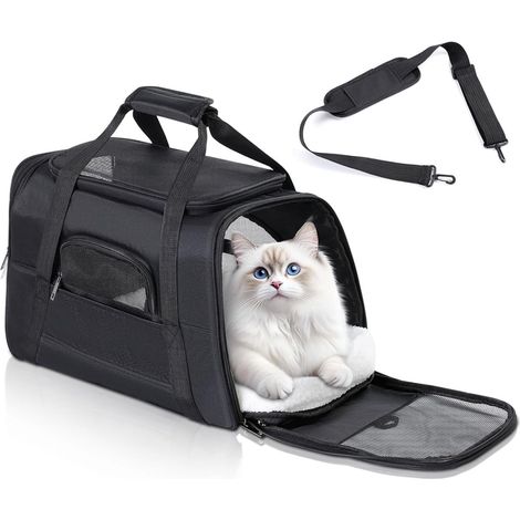 Katzentransportbox, Katzentransporttasche, Haustiertragetasche, Katzentragetasche, Katzentasche für kleine Katzen und Hunde, Welpen bis 6 kg, Transporttasche mit Schultergurt (1/5)