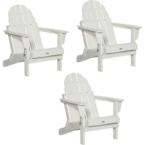 3er-Set adirondack Gartenstuhl faltbar 75x87x93cm, weißer Gartensessel für Balkon & Gartenmöbel