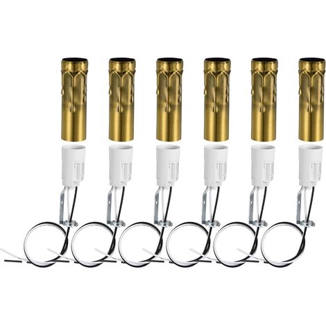 E14 Candélabre Base Ampoule Prise Support avec Fil 3 Pouce Laiton Bougie Couvertures Manchons Trousse 6 Ensembles (1/5)