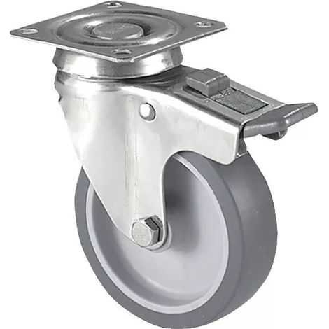 Roue grise inox J-325 Guitel Hervieu - Double blocage à platine - 63 - 60