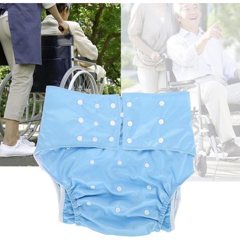 Couche lavable adulte réutilisable, culotte imperméable ajustable avec poche, bleu clair, taille unique, protection respirante pour incontinence légère. (1/5)