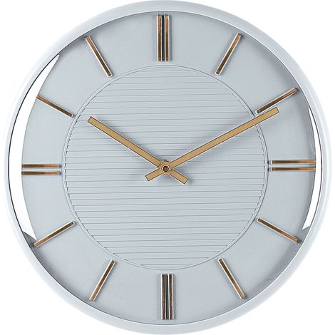 Reloj de pared decoración colgante ø 34 cm diseño glamuroso plástico sin números gris Daroca (1/5)