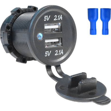 Chargeur voiture USB double 4.2A rapide avec voyant LED, étanche ABS pour 12-24V bus camion (1/5)