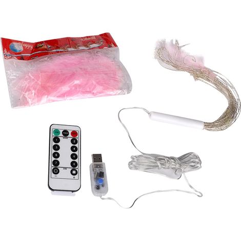 Guirlande lumineuse LED USB d'intérieur en forme de plumes, effet feu d'artifice, pour la décoration de chambre, mariage ou fête (blanche) (1/5)