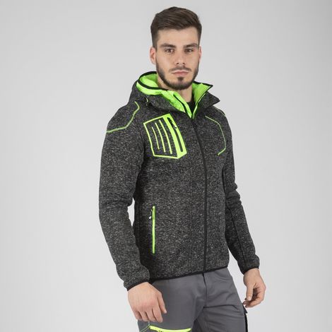 LYNX GILET DE TRAVAIL 1398 Noir chiné , Vert fluo L (1/5)