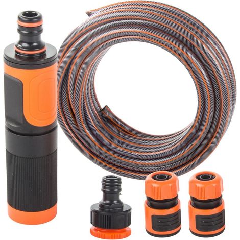 Filiyano-Tuyau d'arrosage 1/2 pouce 15 m avec pistolet d'arrosage et 3 raccords rapides (1/5)