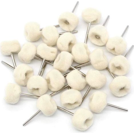 Beige cotton polishing wheels for rotary tools – Pack of 25, ideal for removing rust and dirt from metal surfaces (1/4)