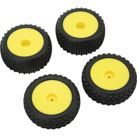 4 pièces pneus RC étroits avant larges arrière, jantes rondes jaunes, motif à pois quadratique long, pièces pour voiture tout-terrain 1/10 (1/5)