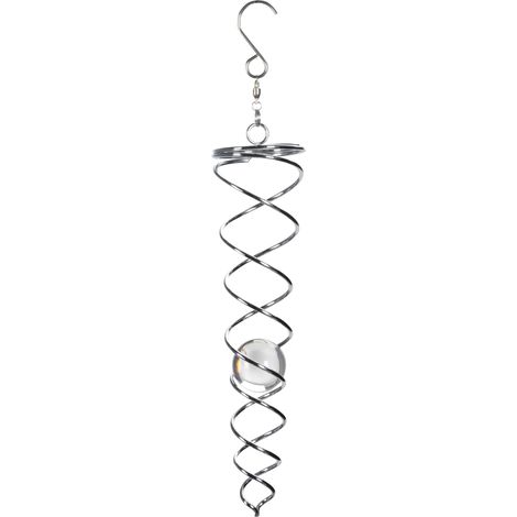 Metall Windspirale TWISTER silber - 20 cm - Deko Windspiel mit Glas Kugel - Sonnenfänger Lichtspiel für Garten Balkon Fenster