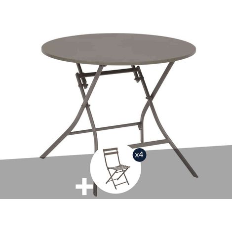 Table de jardin ronde Greensboro 4 places Café + 4 chaises - Hespéride (1/5)