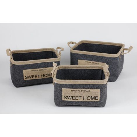 6x Filzkörbe 3er Set Grau Aufbewahrung Kisten Boxen Korb Taschen Regal Ordnung (1/3)