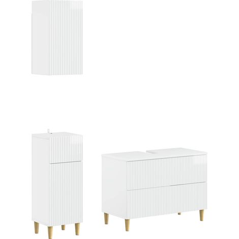 Maison Exclusive - Set di armadietti da bagno in 3 pezzi ARNHEM Bianco Lucido (1/5)