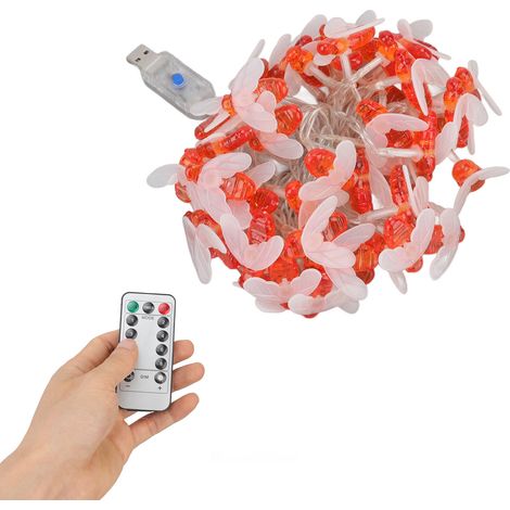 Guirlande lumineuse LED étanche en forme d'abeille, alimentée par USB, avec télécommande, idéale pour décorer Noël. (1/5)