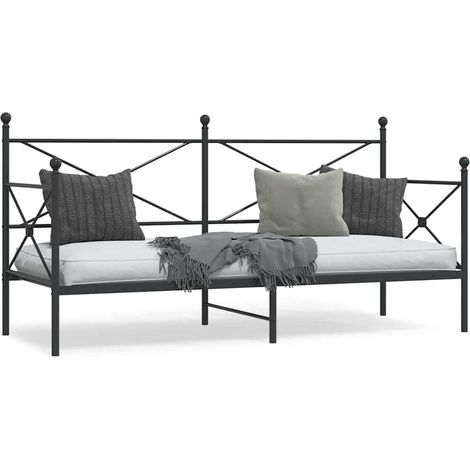 vidaXL Lit de jour sans matelas noir 75x190 cm acier (1/5)