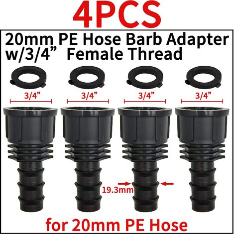 (D-4PCS) Raccord rapide 3/4'' à embout cannelé EURO pour tuyau d'arrosage PE 16 mm et 20 mm, système d'irrigation goutte à goutte pour jardin (1/5)