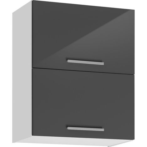 Meuble haut double de cuisine "Salma" - Gris graphite/Blanc L 60 x H 72 cm - Livraison gratuite