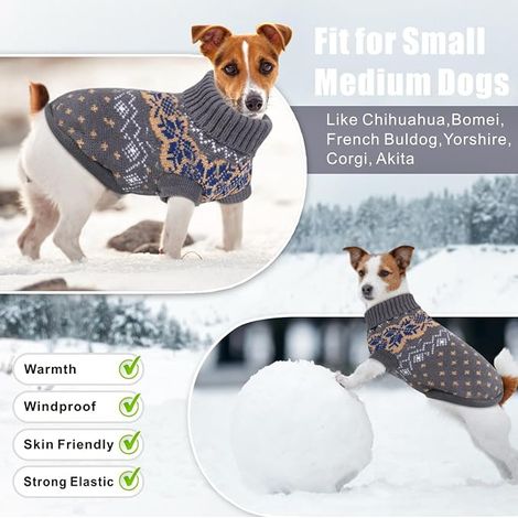 Dog Pet Sweater, Winter Warm Dog Cat Jumper Clothes, Coat Pets Costume Puppy Jumper Kitten Sweater Clothes Small Medium Dogs Large Cats (1/4)