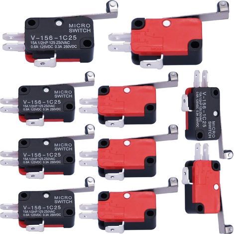 Packung mit 10 SPDT NO/NC Mikrorollenschaltern – Momentaner Endschalter für CNC-Fräsen – Zuverlässigkeit und Präzision – V-156-1C25 (1/5)